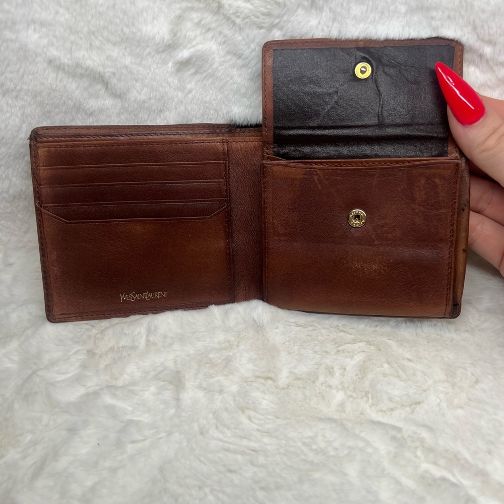 Yves Saint Laurent Tan/Brown Leather Wallet - Picture 8 of 14